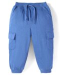 Babyhug Terry Knit Full Length Solid Lounge Pant - Blue
