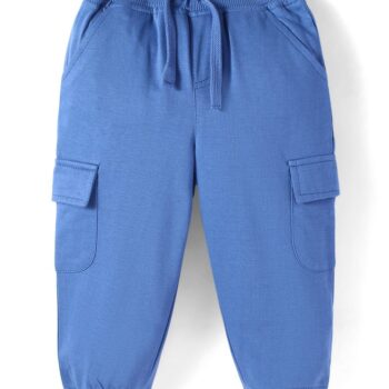 Babyhug Terry Knit Full Length Solid Lounge Pant - Blue